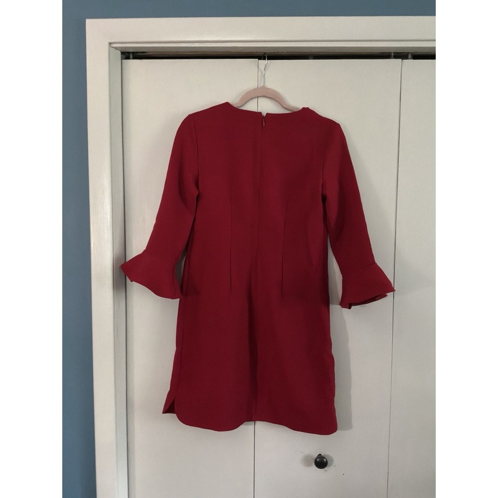 Ann Taylor Size 2 Red Dress With Bell Sleeves 16 X 33 - Picture 2 of 6
